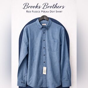 Brooks Brothers Red Fleece Polka Dot Button Down Shirt XL Blue